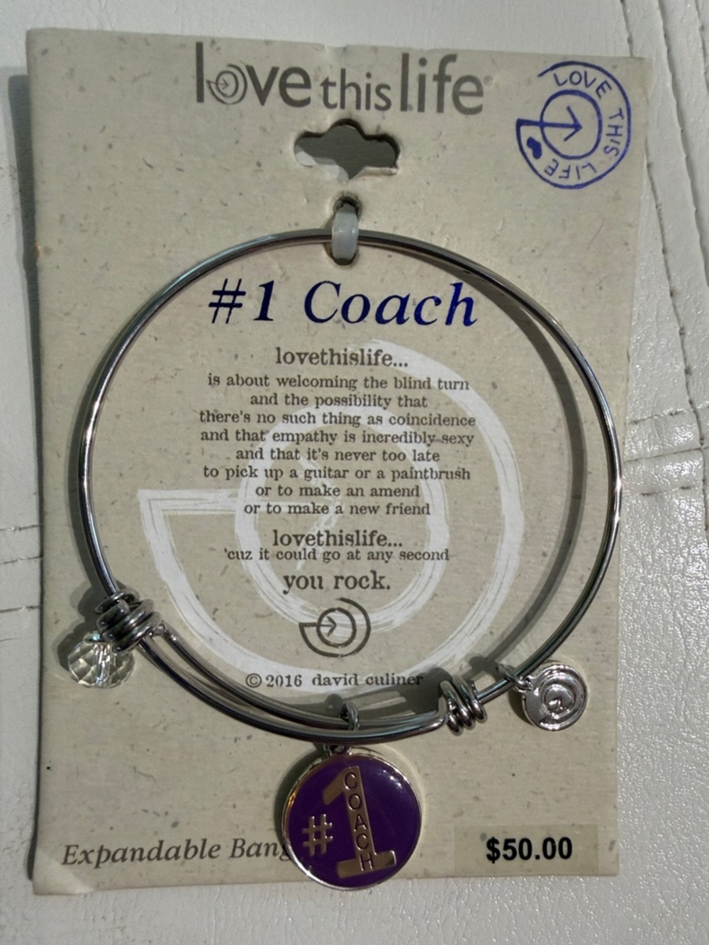 Love This Life #1 Coach Expandable Bangle Bracelet - Purple